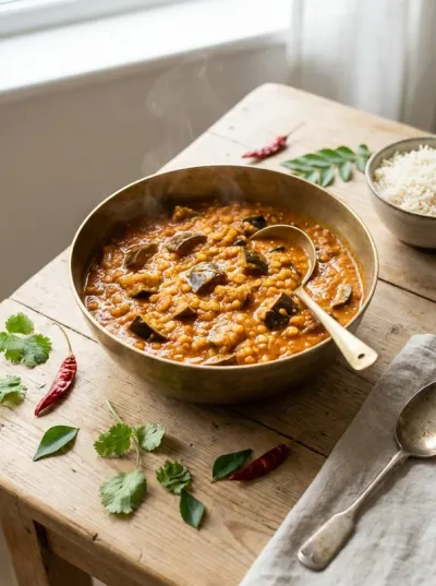 Aubergine & Red Lentil Curry