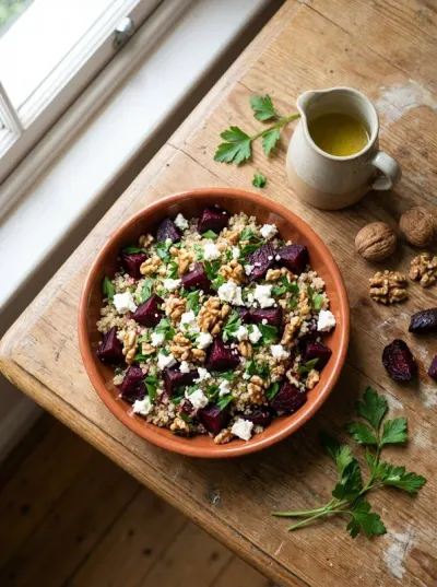 Nutty Beetroot Salad with Feta, Grains & Herbs